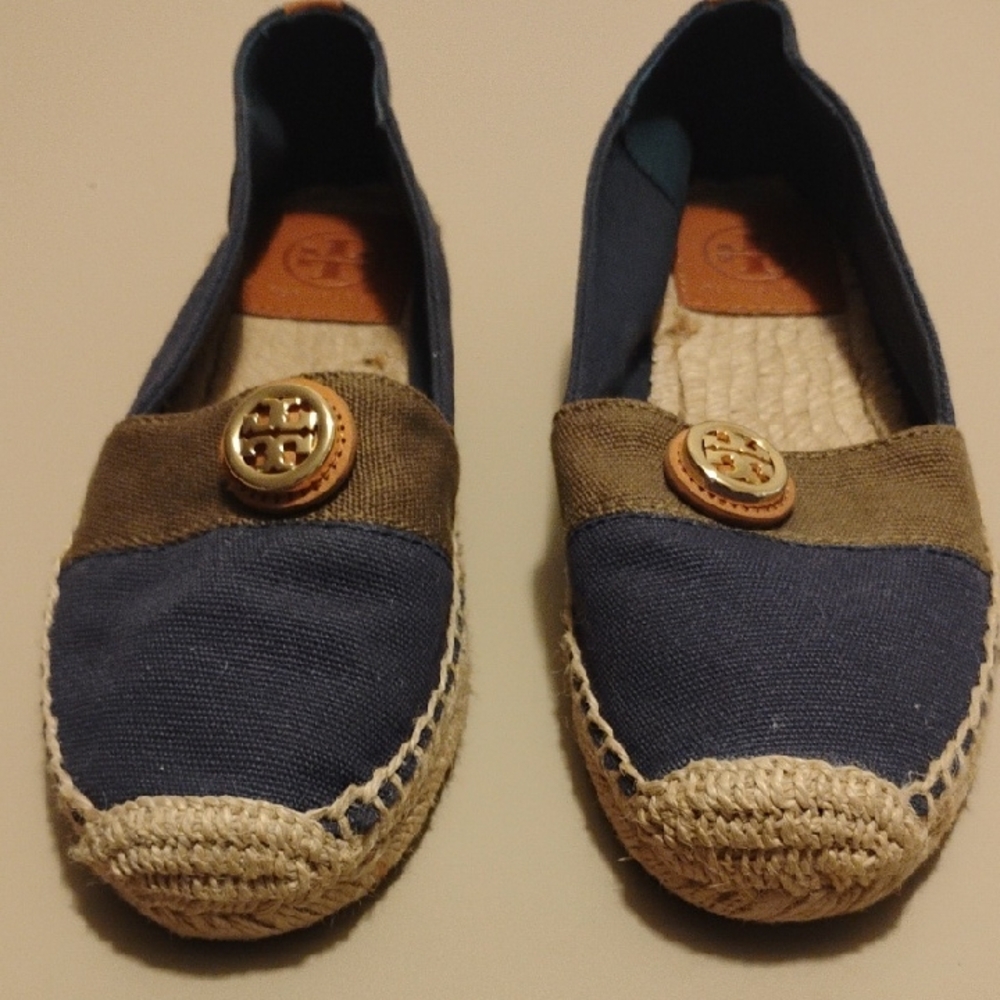Tory Burch Navy and Khaki Espadrilles